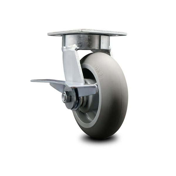6 Inch Kingpinless Thermoplastic Rubber Wheel Swivel Caster with Brake SCC